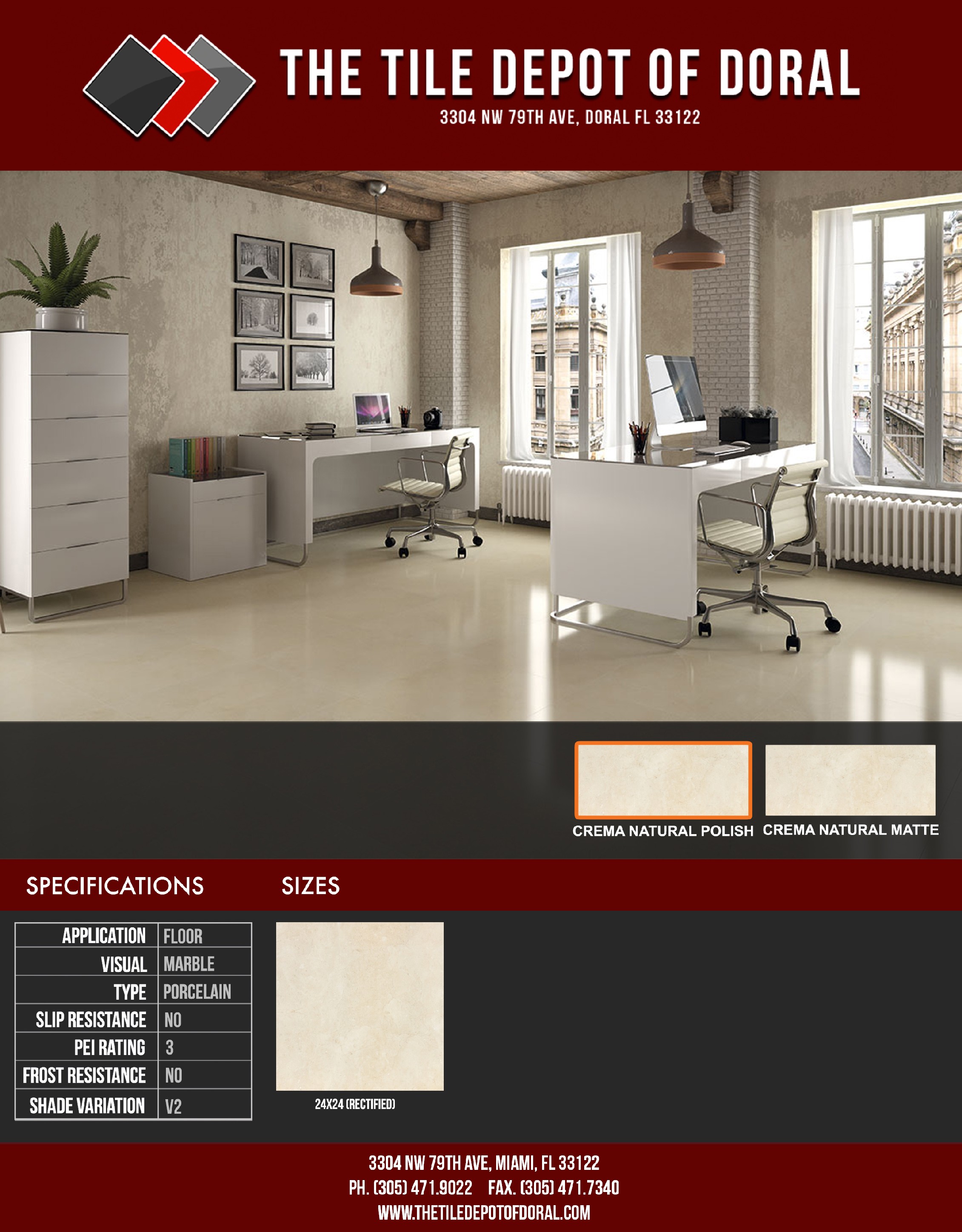 Marble Look Tile Depot Crema Natural Polish